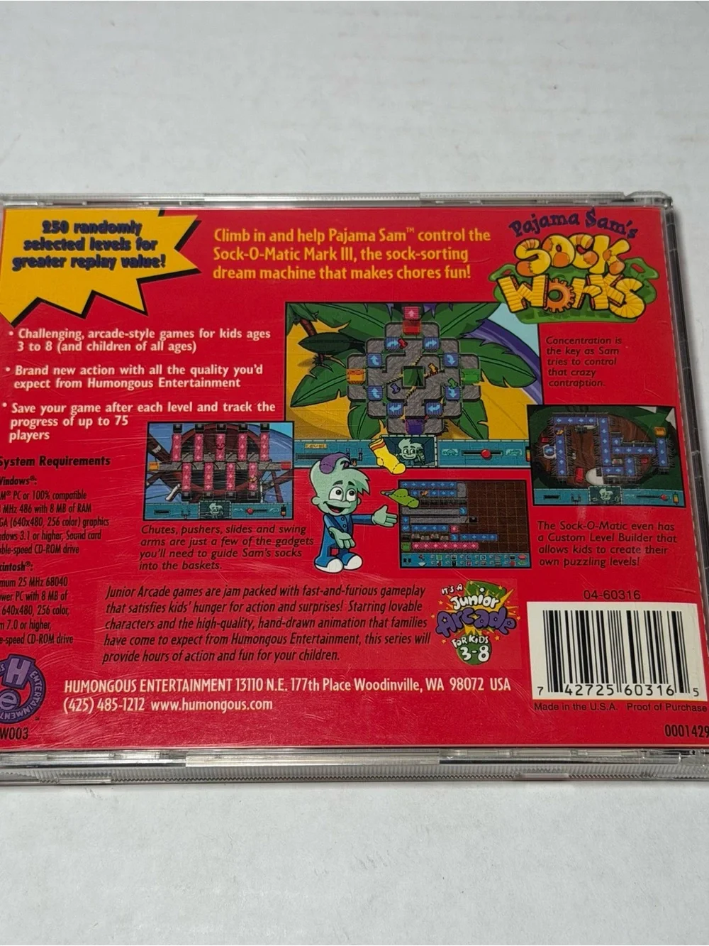 Pajama Sam's Sock Works PC CD-ROM Windows 95 3.1 Macintosh 1997 Vintage